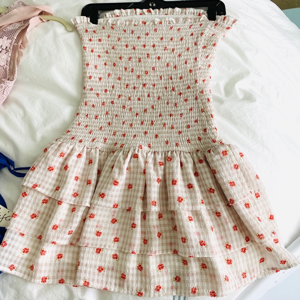 Strapless floral dress